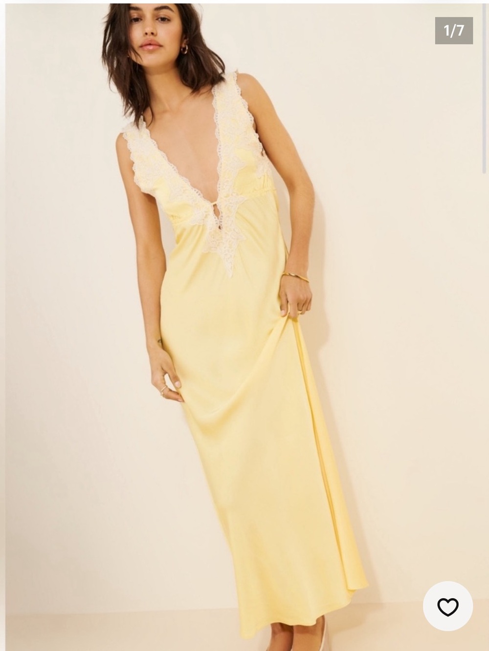 NEW Rumored Venice Lace-Trim Maxi Dress butter yellow size XS - Picture 4 of 14